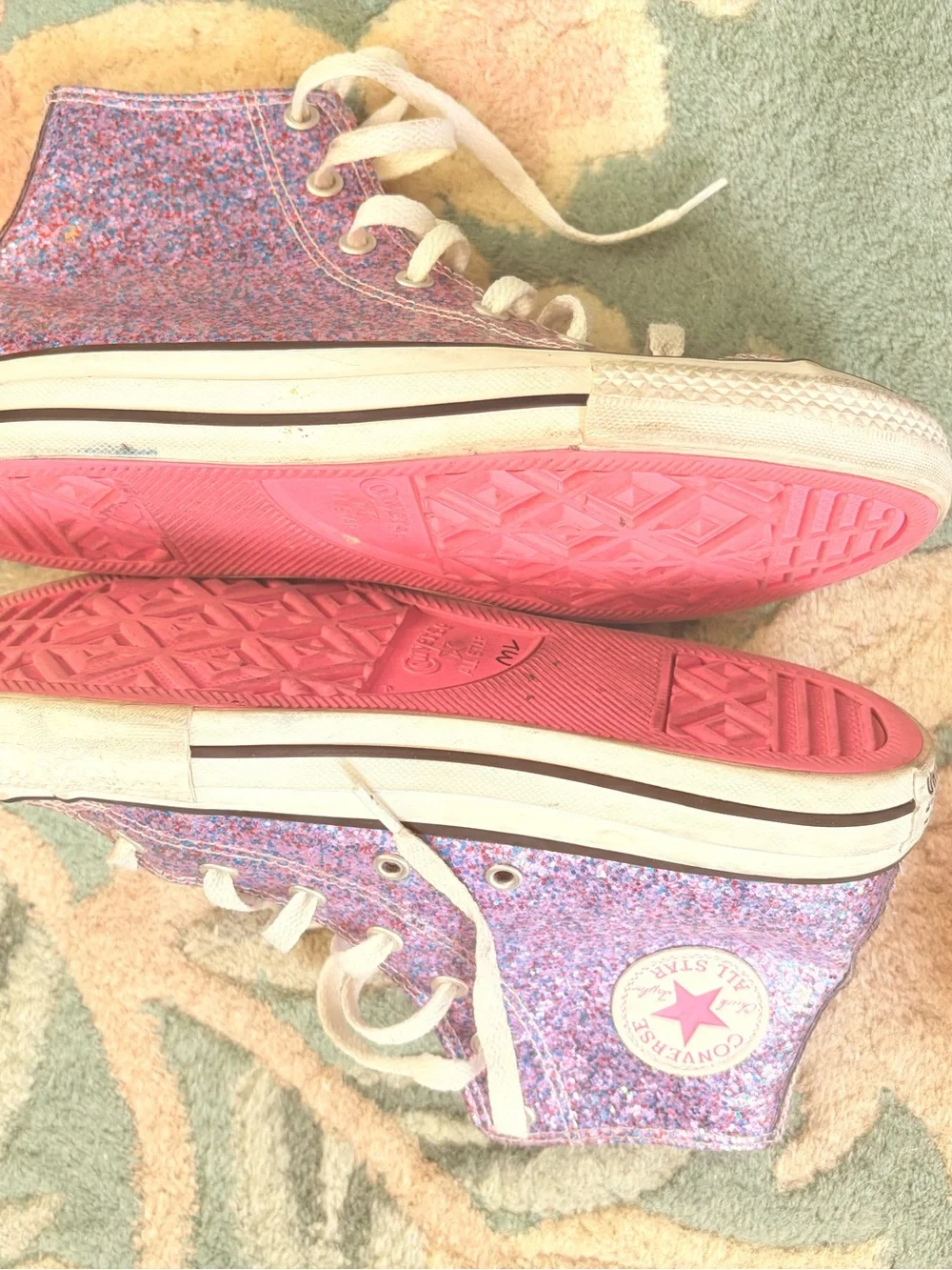 Converse High Top Sneakers - Pink Purple Glitter - Picture 3 of 4